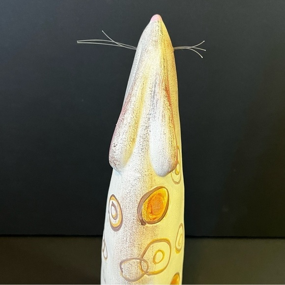 Tall Contemporary Bunny Rabbit Figurine Studio Pottery Easter Orange Brown - Picture 5 of 10